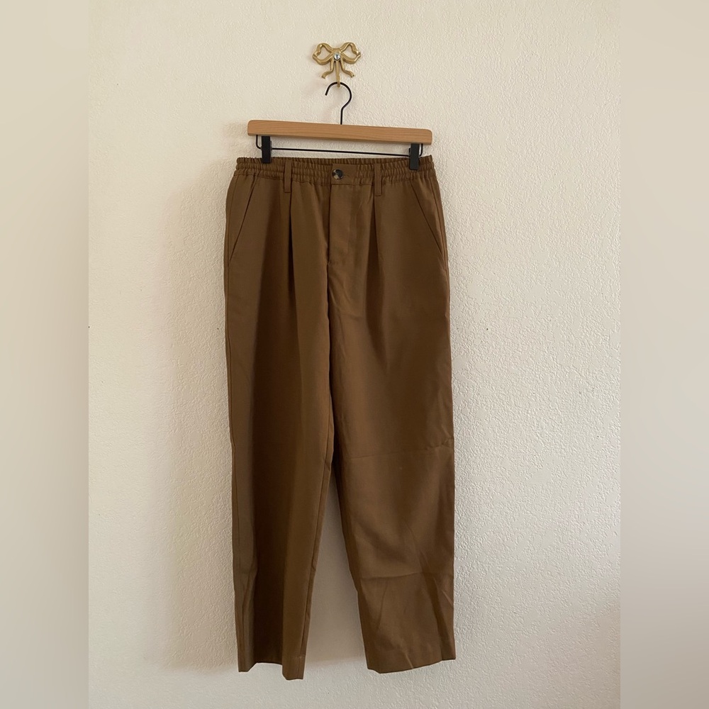 Marni Women’s Straight Leg Pleated Wool Pants Button Front Brown Size 40 (US M)